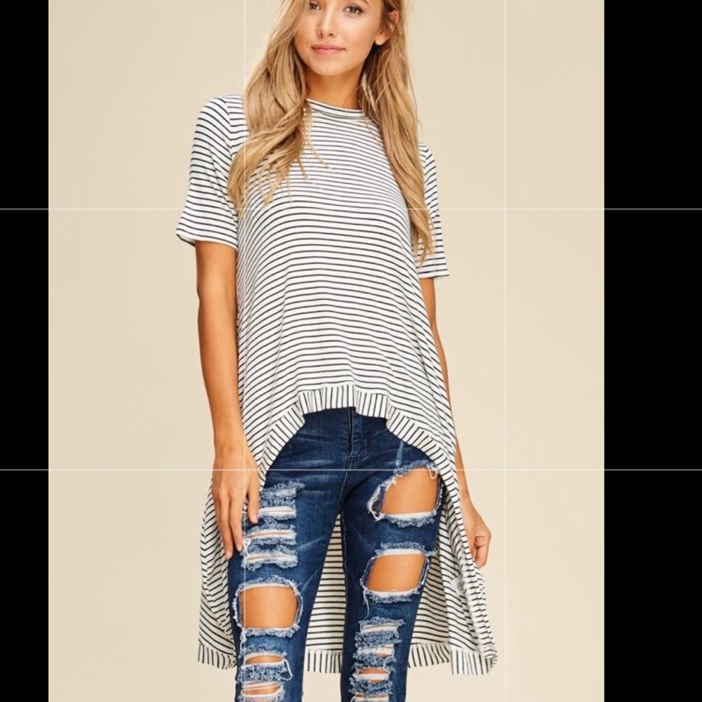 *FINAL SALE! MUST GO! High Low Striped Shirt
